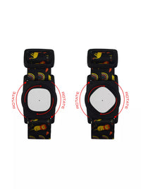 Colorful Simplera Sync Armband for children with rotating clip, featuring playful designs for Medtronic Simplera sensor protection.