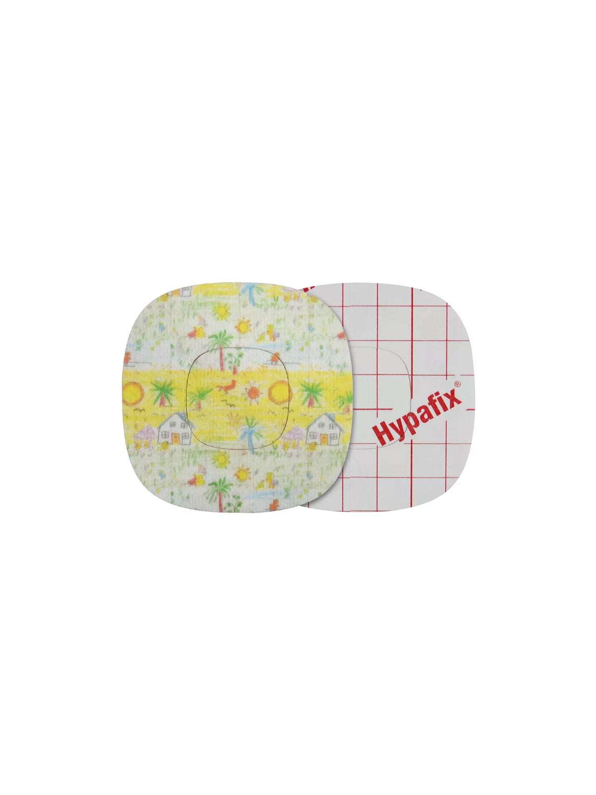 Simplera Sync adhesive patch, Childhood Memories design, front and backing