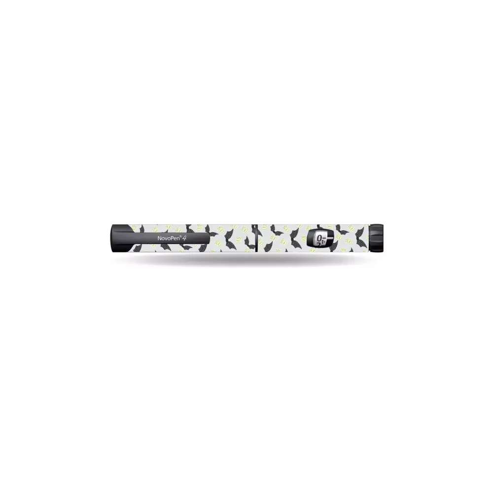 Halloween-themed Novopen Echo insulin pen sticker with bat and moon design