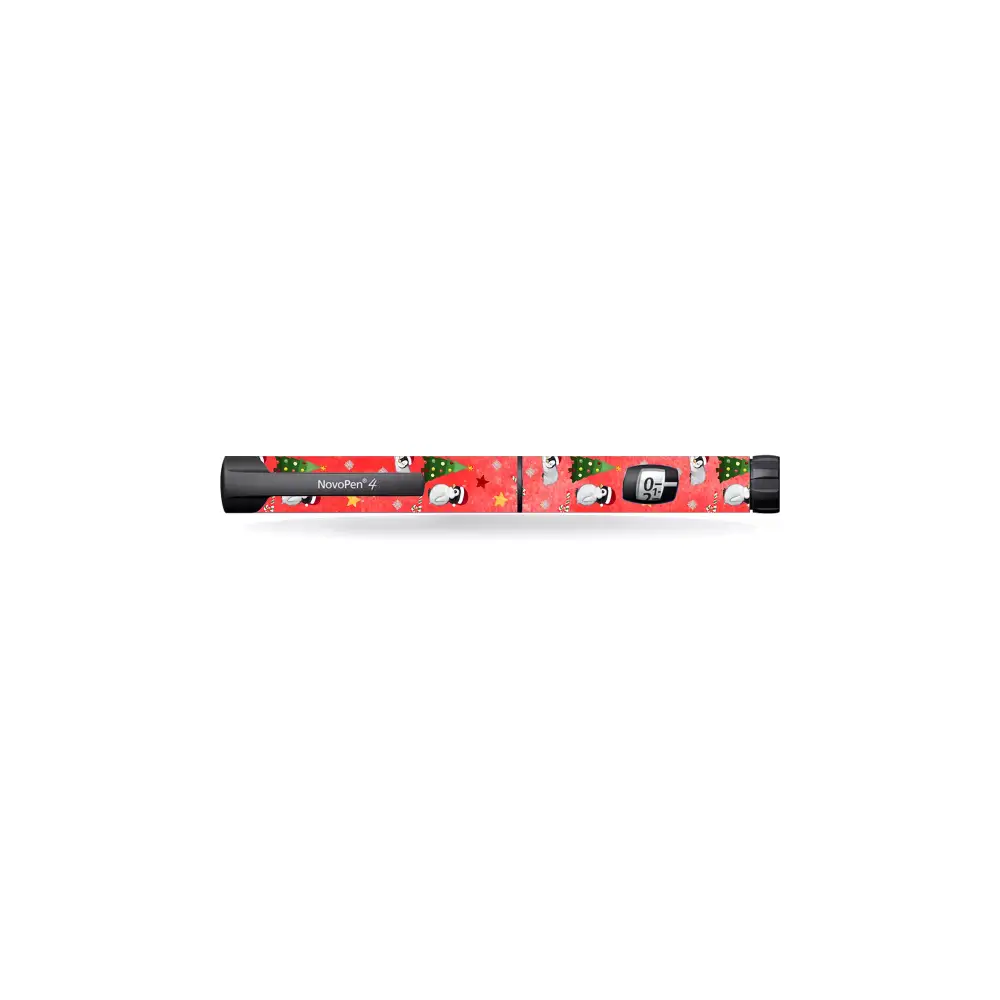 Red spirit level with Christmas-themed decorative pattern for NovoPen Echo Stickers