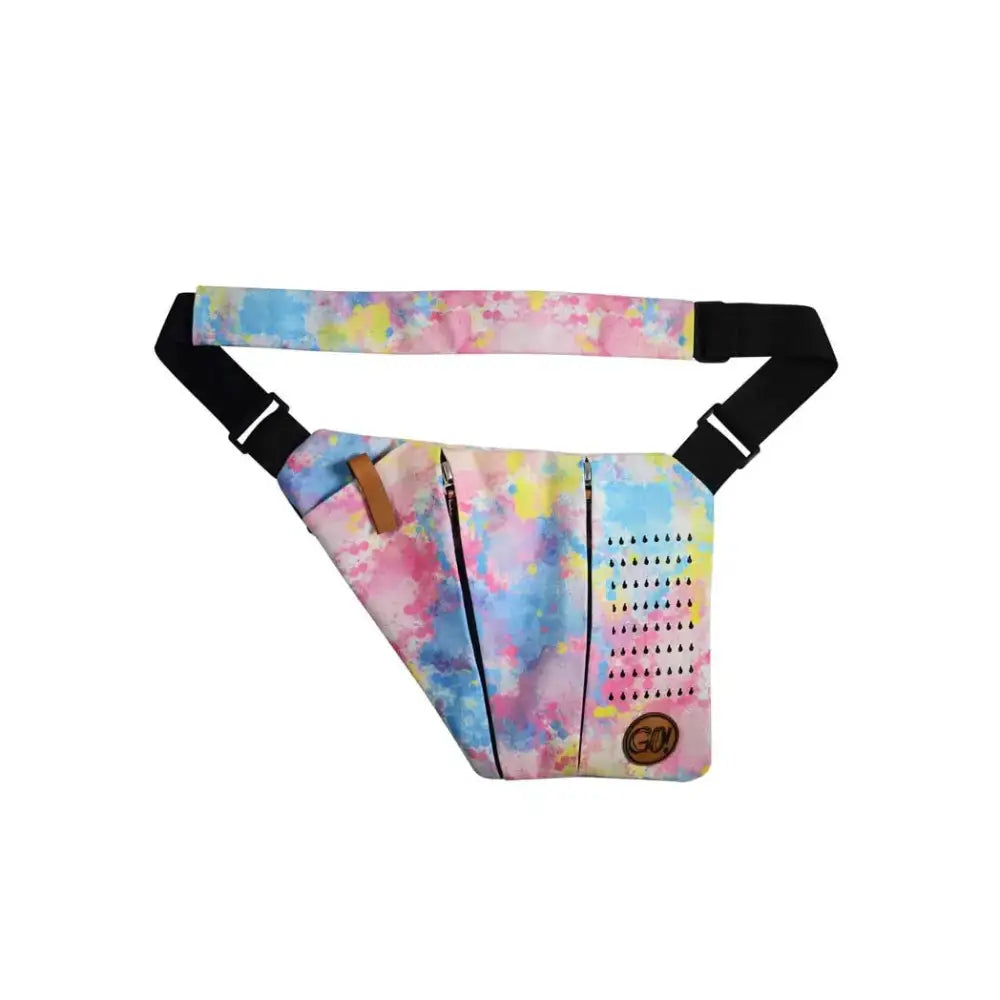 Colorful Dia-Go! shoulder bag for diabetics with cooling system, perfect for summer adventures.