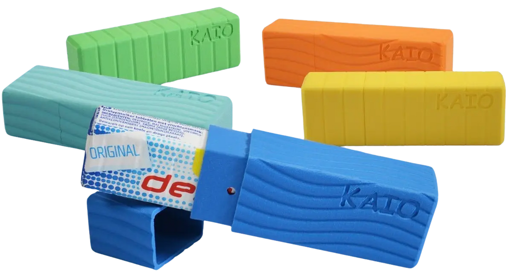 Colorful Dextro Energy Protection Tubes in blue, green, yellow, orange, and light blue for tablet storage and protection