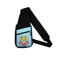Children's shoulder bag with insulin cooling system featuring a playful dog print, compact and designed for diabetes essentials.