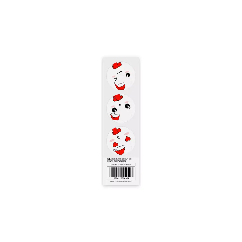 Rectangular white bookmark with cartoon faces and red hearts for Sinocare iCan i3 CGM Holiday Season