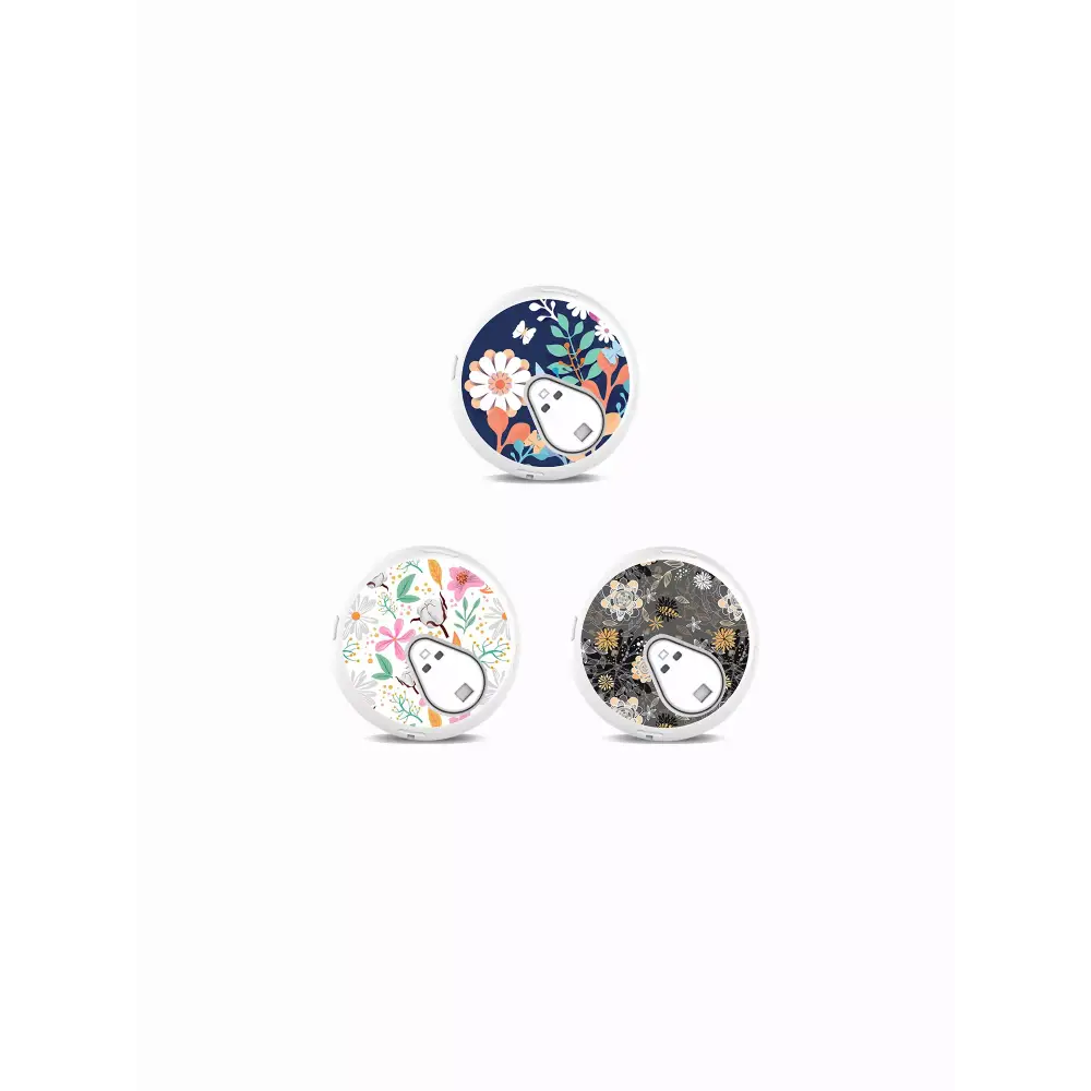 Sinocare iCan i3 CGM Stickers in Fun Vibes Flowers design. Personalize your CGM sensor with floral patterns. 3 stickers per set.