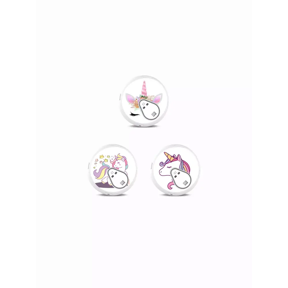 Sinocare iCan i3 CGM Stickers in Fun Vibes Unicorn design. Personalize your CGM sensor with colorful and fun unicorn patterns. 3 stickers per set.