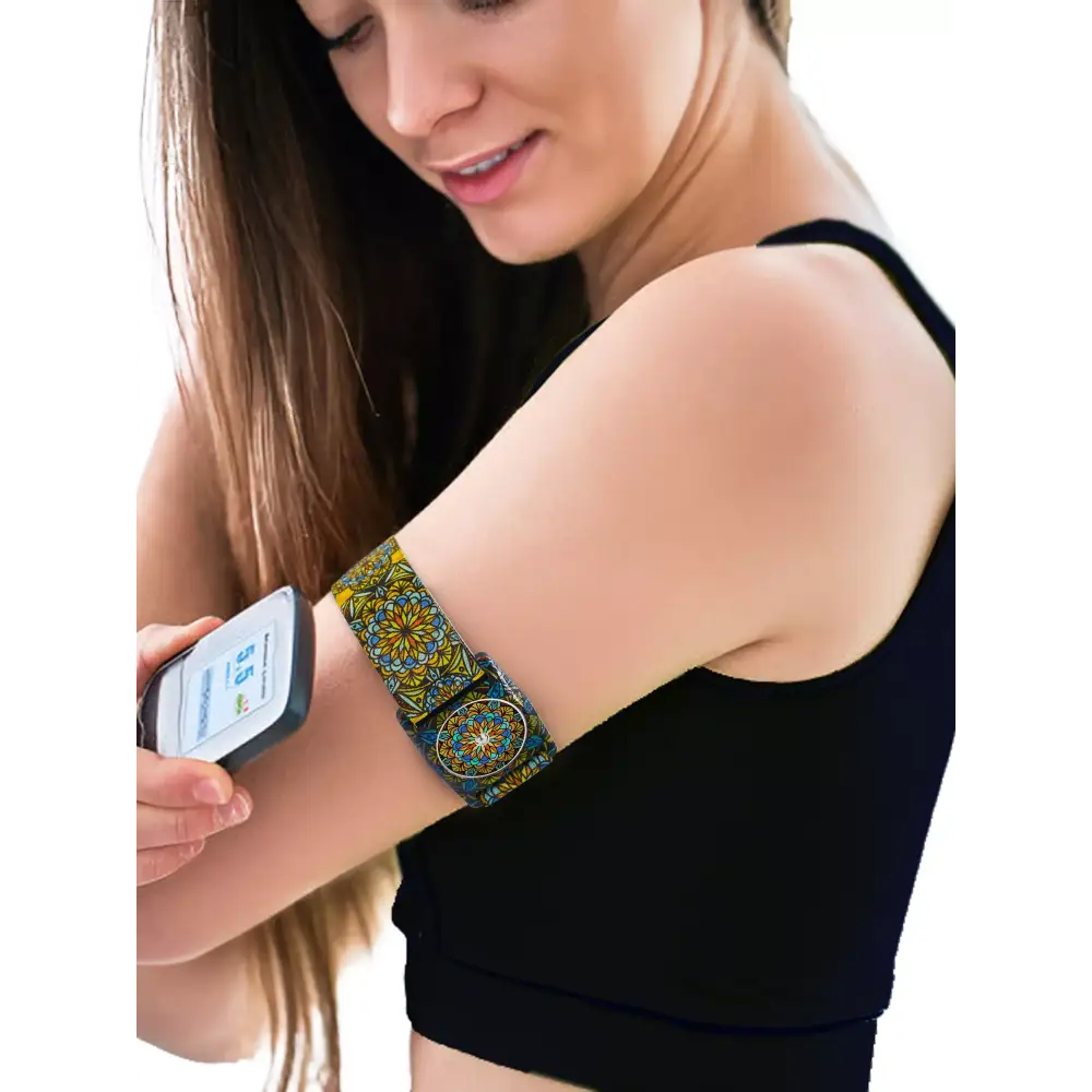 Decorative fabric armband with geometric patterns for Freestyle Libre Dia-Style Limited Edition