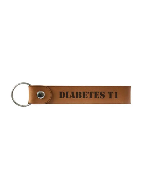 Diabetes T1 Leather Keychain - Kaio-Key Hanger