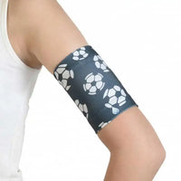 Blood Glucose Sensor Armband for Children with Trendy Prints, secure fit for glucose sensors, fun soccer design.