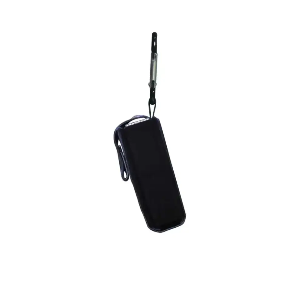 Compact black insulin pump pouch with a carabiner, designed for Tandem t:slim X2 and Mobi.