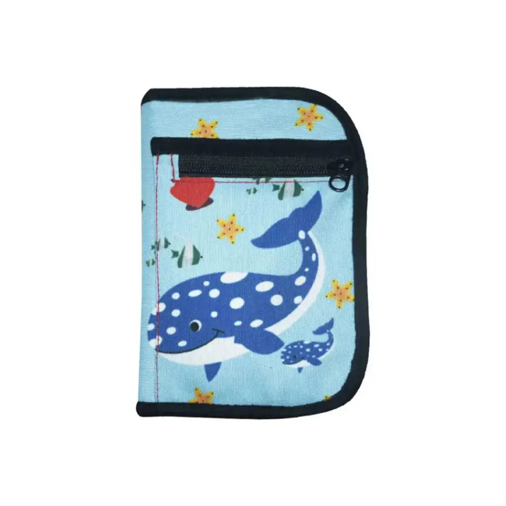 Diabetic children's travel case with playful whale design, compact and convenient for daily diabetes supplies.