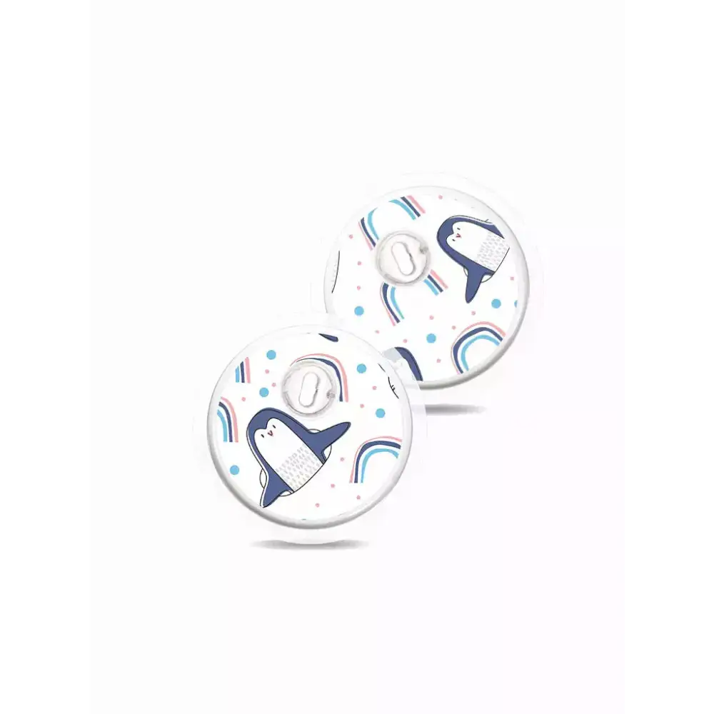 Two patterned pacifier buttons for Freestyle Libre Sensor stickers, high quality Winter design