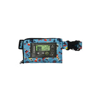 Insulin pump belt with window for kids in a colorful design, suitable for various insulin pumps.