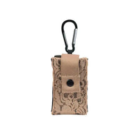 Universal insulin pump pouch in lace design with carabiner attachment.