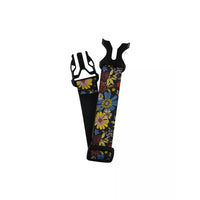 Dia-Arm Band for wearing insulin pump on arm, floral pattern, adjustable elastic band.