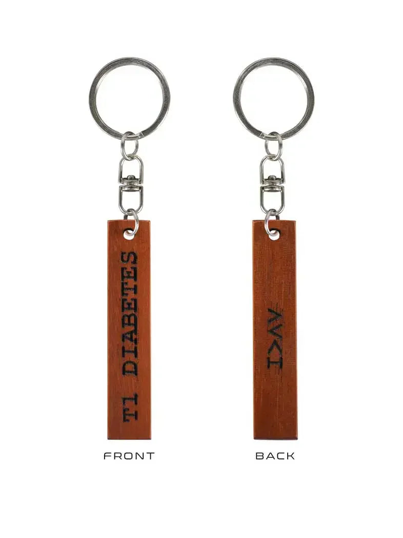 type 1 diabetes wooden keychain awareness design compact accessory for keys and diabetes identity