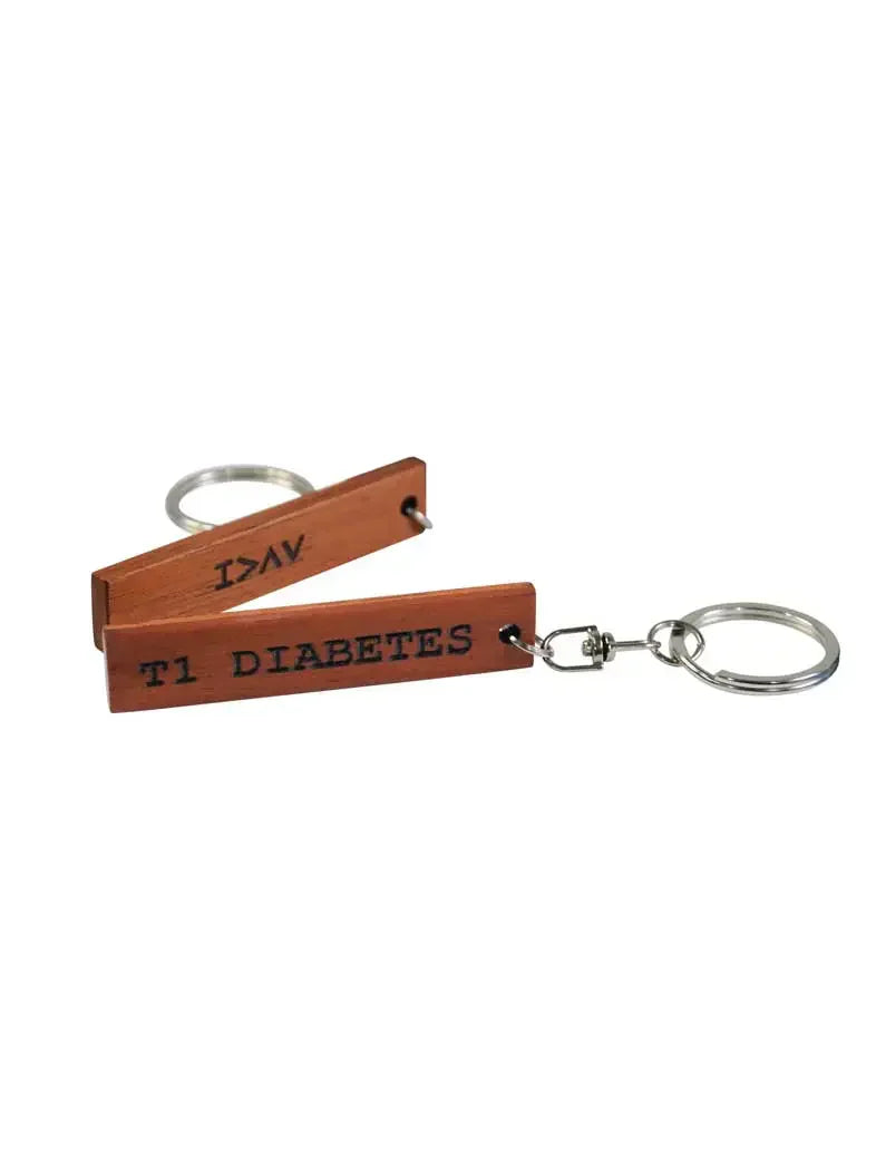 type 1 diabetes wooden keychain awareness message engraved wood key holder for daily use and advocacy